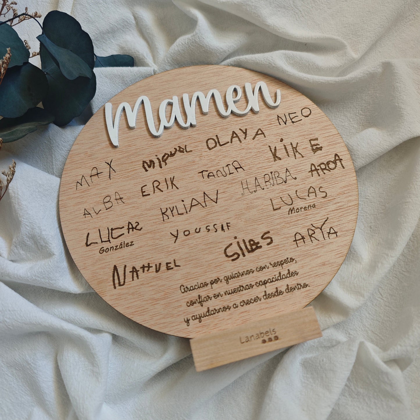 PLACA PARA PROFE CON NOMBRES ESCRITOS