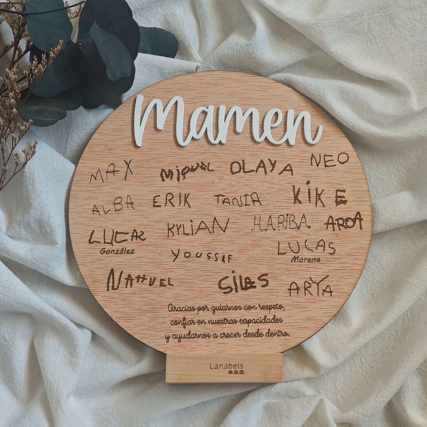 PLACA PARA PROFE CON NOMBRES ESCRITOS